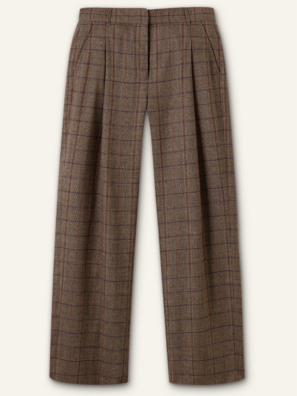 ME+EM Wool Brown Check Micro Houndstooth Plaid Dress Pants High Rise Office US 8